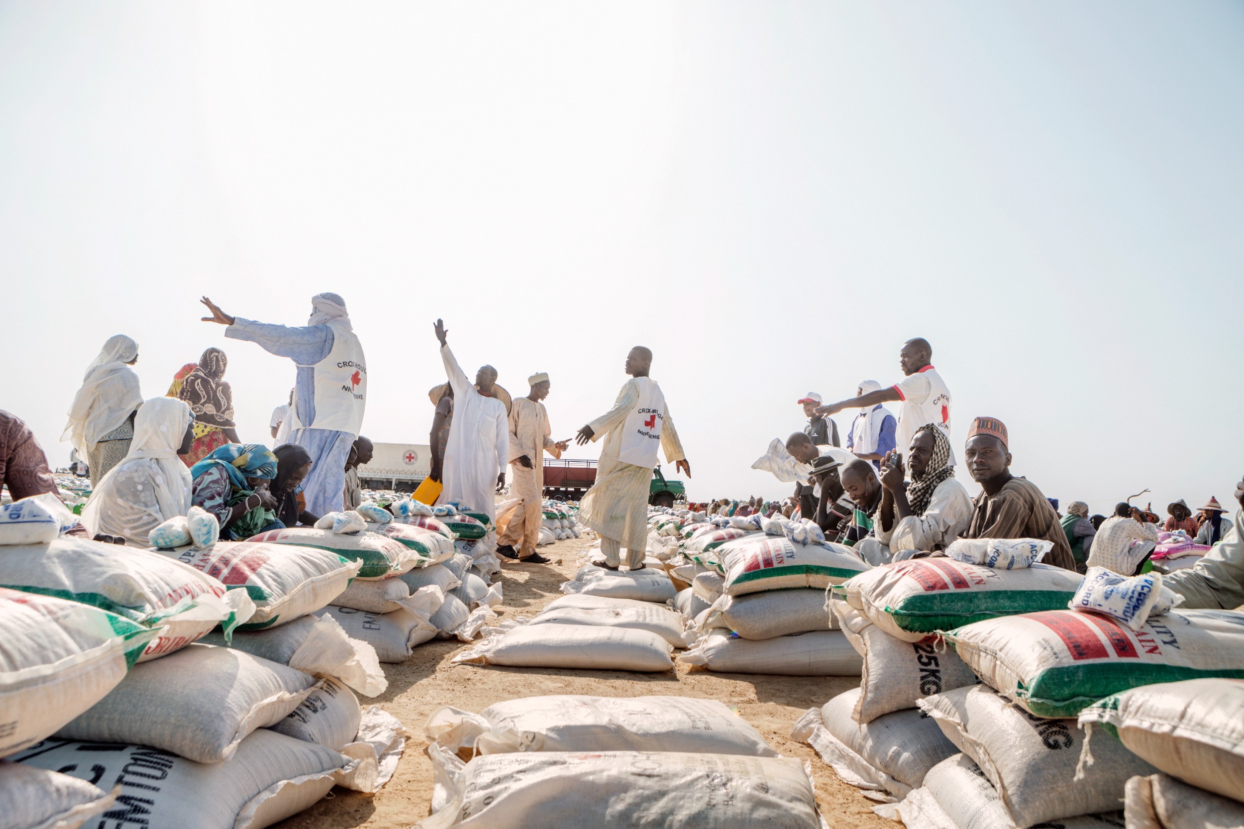 Red Cross Society of Niger and the ICRC distributing aid