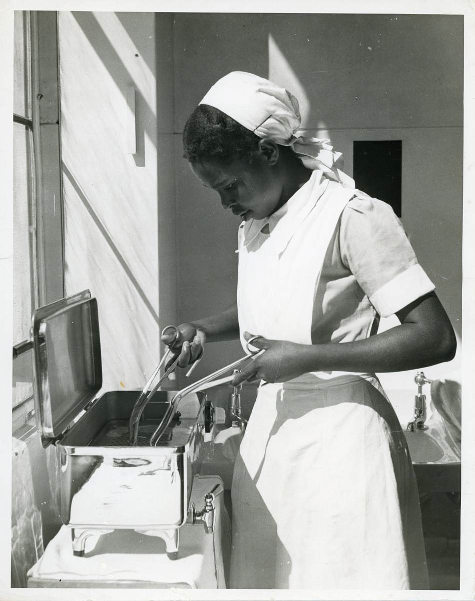 Janet Ndoti, during her training in King George V Hospital, Nairobi