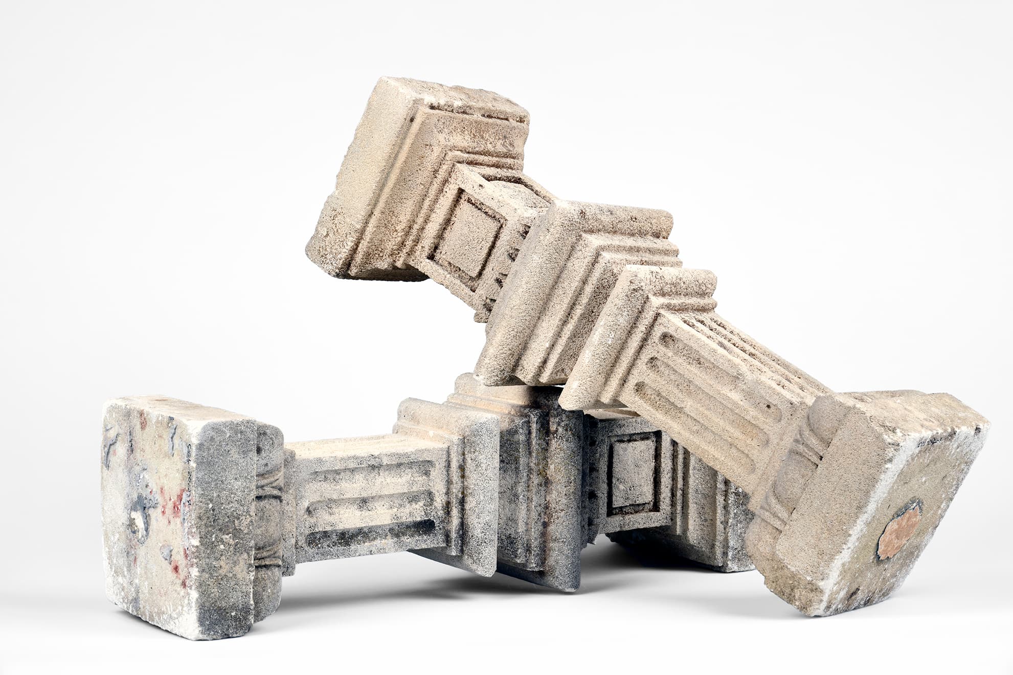 Two columns and a fragment of marble from the Castle of the Materity of Elne