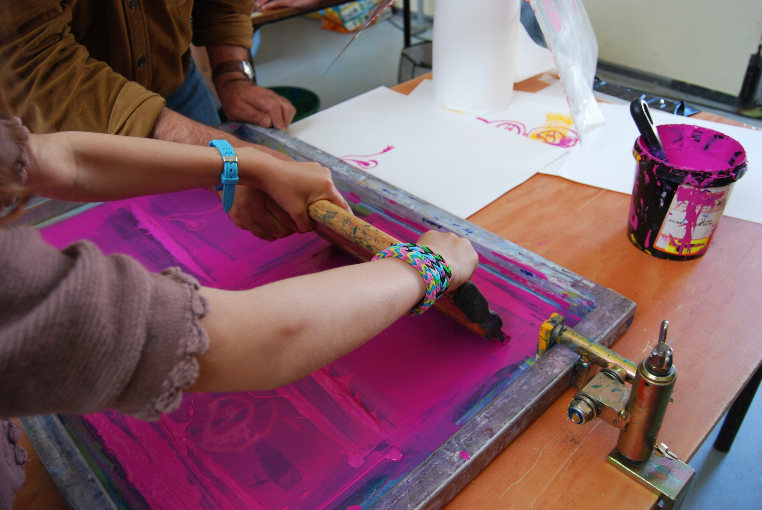 Sérigraphie et visite famille